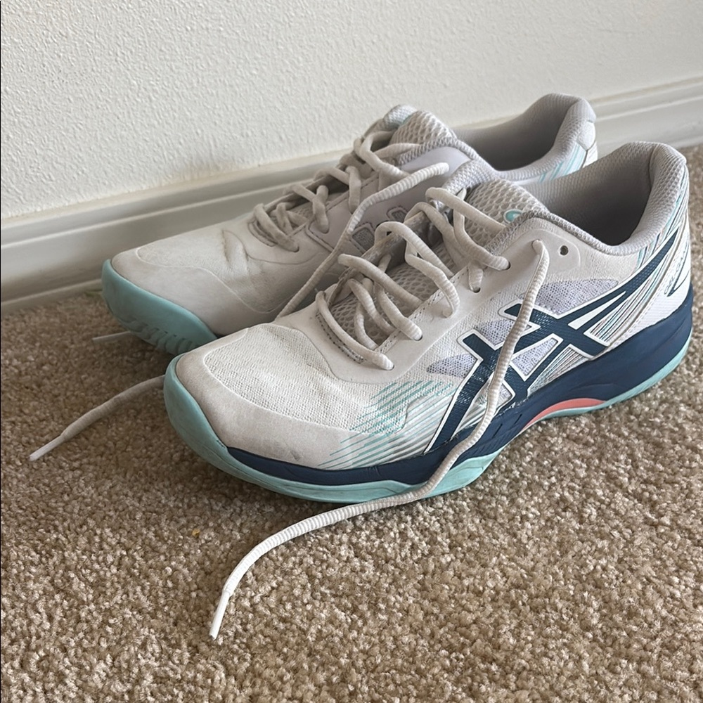 Asics White and Blue Sneakers with Signature Stripes